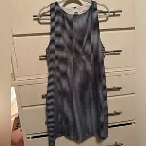 Pink Lily sundress, navy/white striped dress with pockets, Size Medium